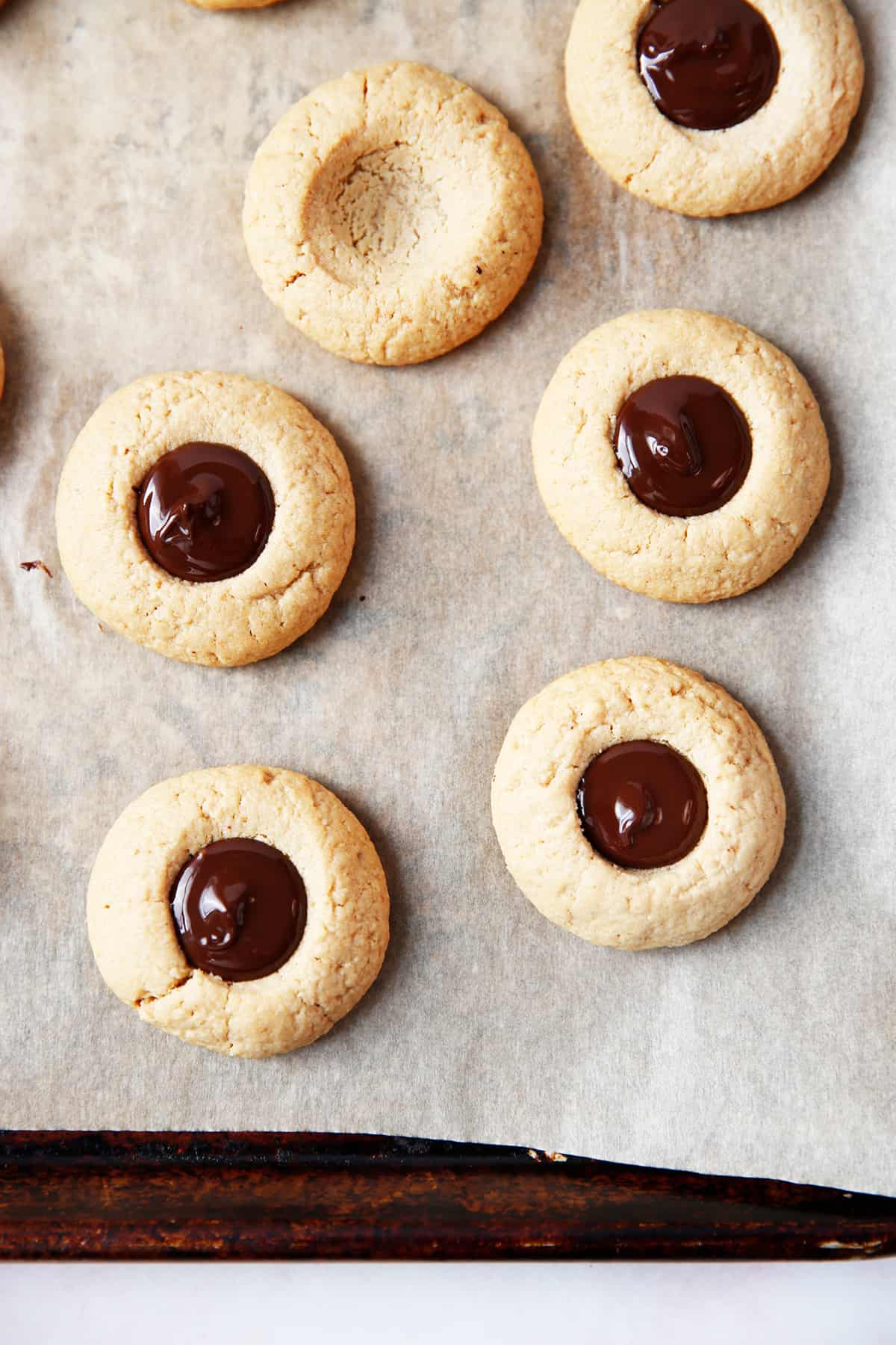 Gluten free peanut butter cookies with chocolate