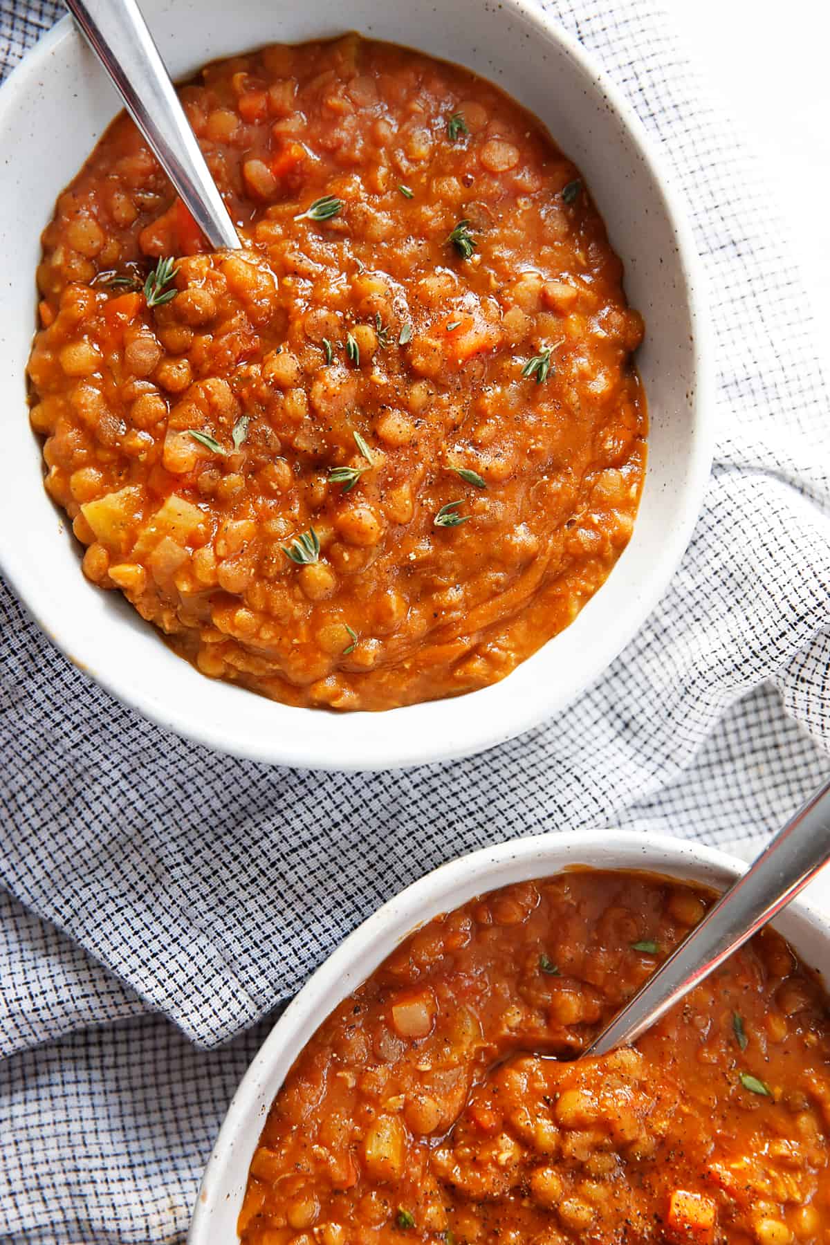 Lentil Soup made in the instant pot in a bowl