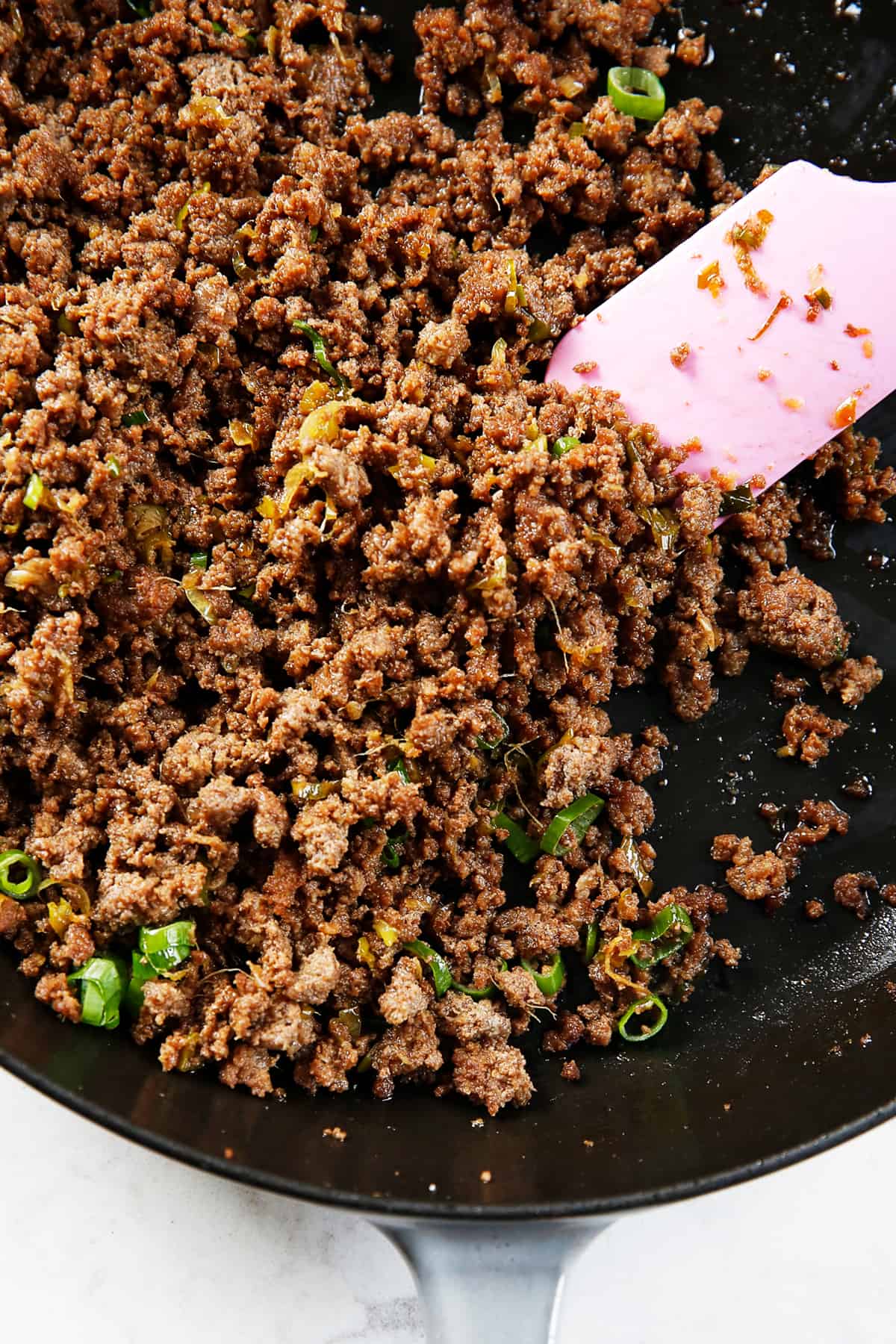 Korean ground beef in a pan.