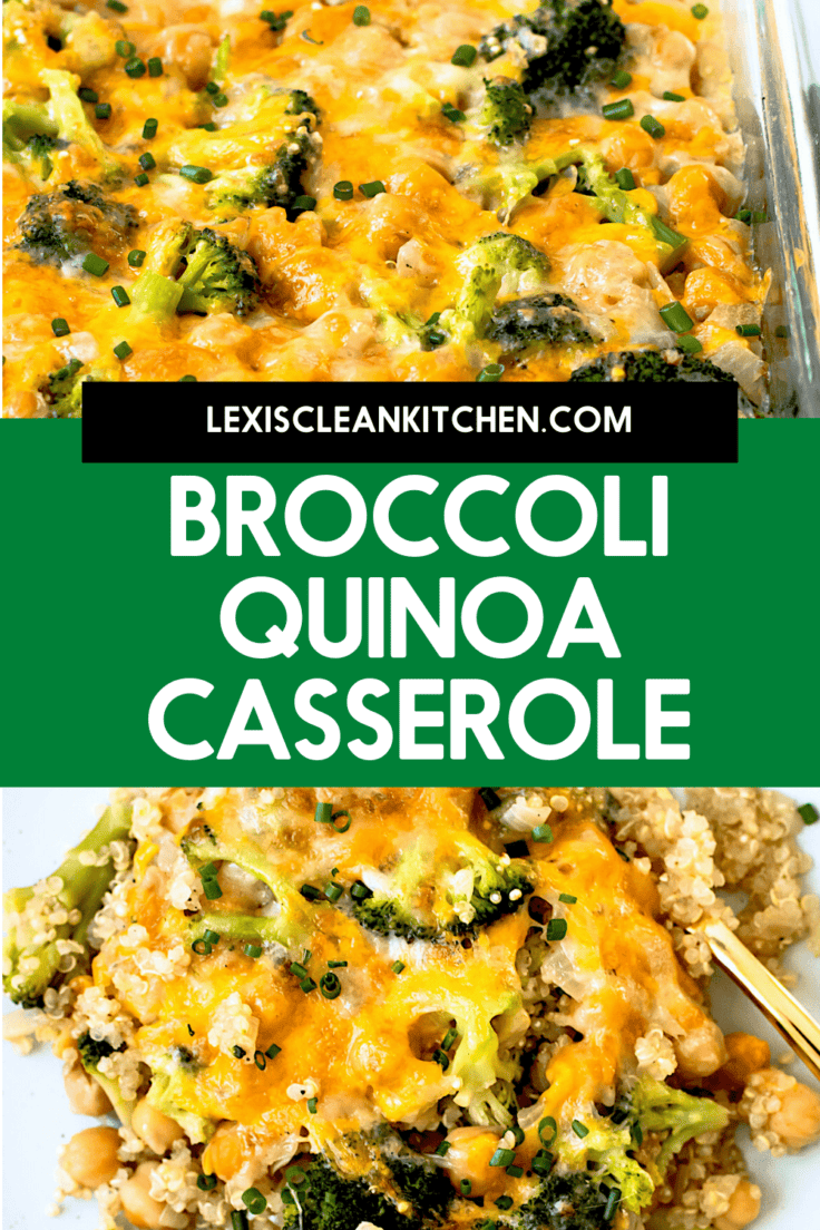 An image of broccoli quinoa casserole for pinterest.