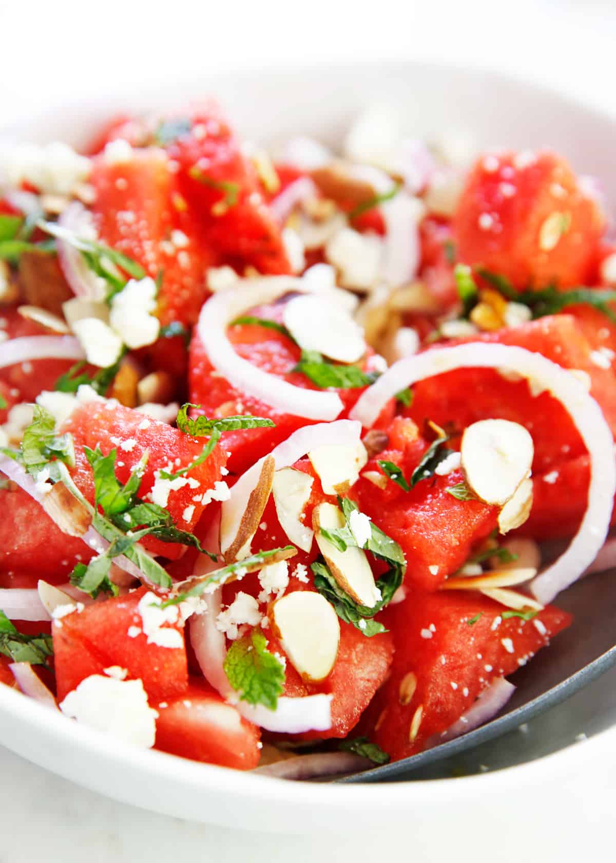 Watermelon Salad with Basil-Ginger Dressing - Lexi's Clean Kitchen