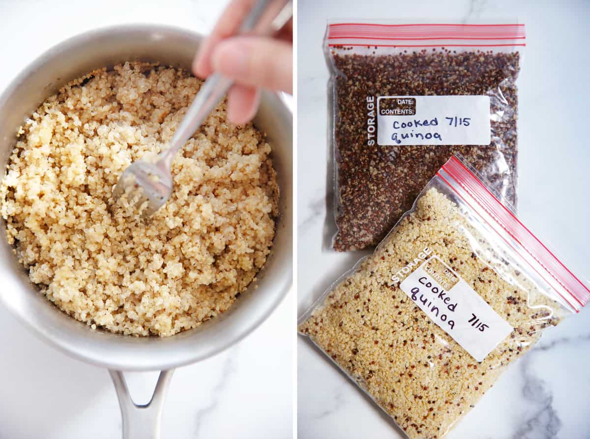 Quinoa in a bag for the freezer.