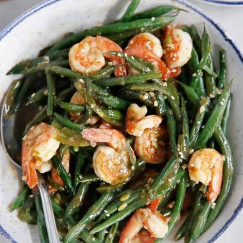 OnePan Shrimp and Green Beans in Chinese Garlic Sauce