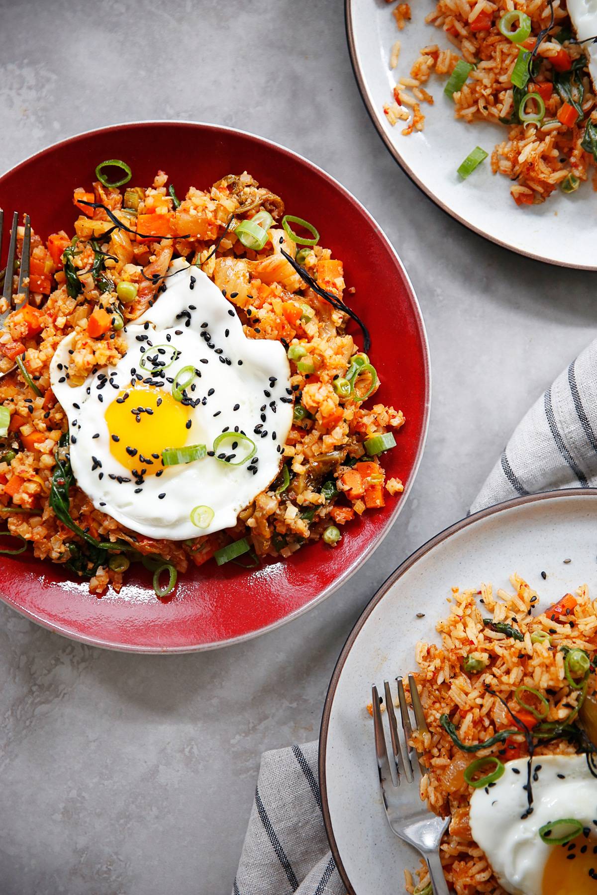 Kimchi Fried Rice (Cauliflower Rice or White Rice)