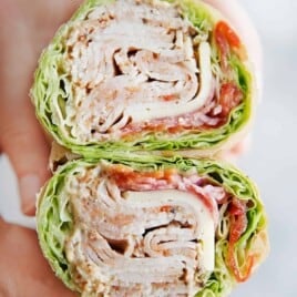 A lettuce wrap sandwich.