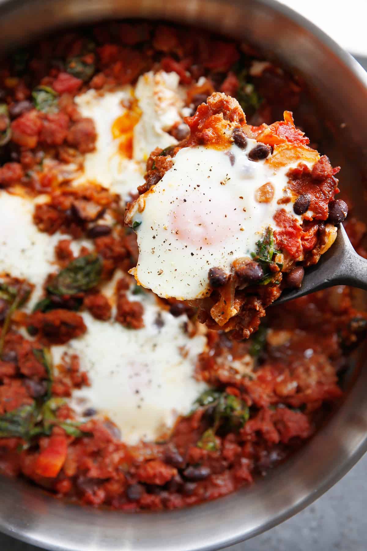 Saucy Chorizo Skillet Baked Eggs