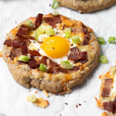 Breakfast Pizza with bacon and eggs.
