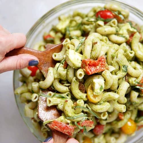 Caprese Pesto Pasta Salad - Lexi's Clean Kitchen