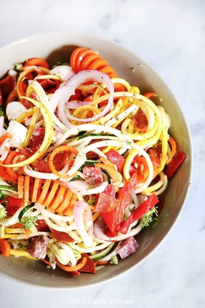 Spiralized Healthy Antipasto Salad