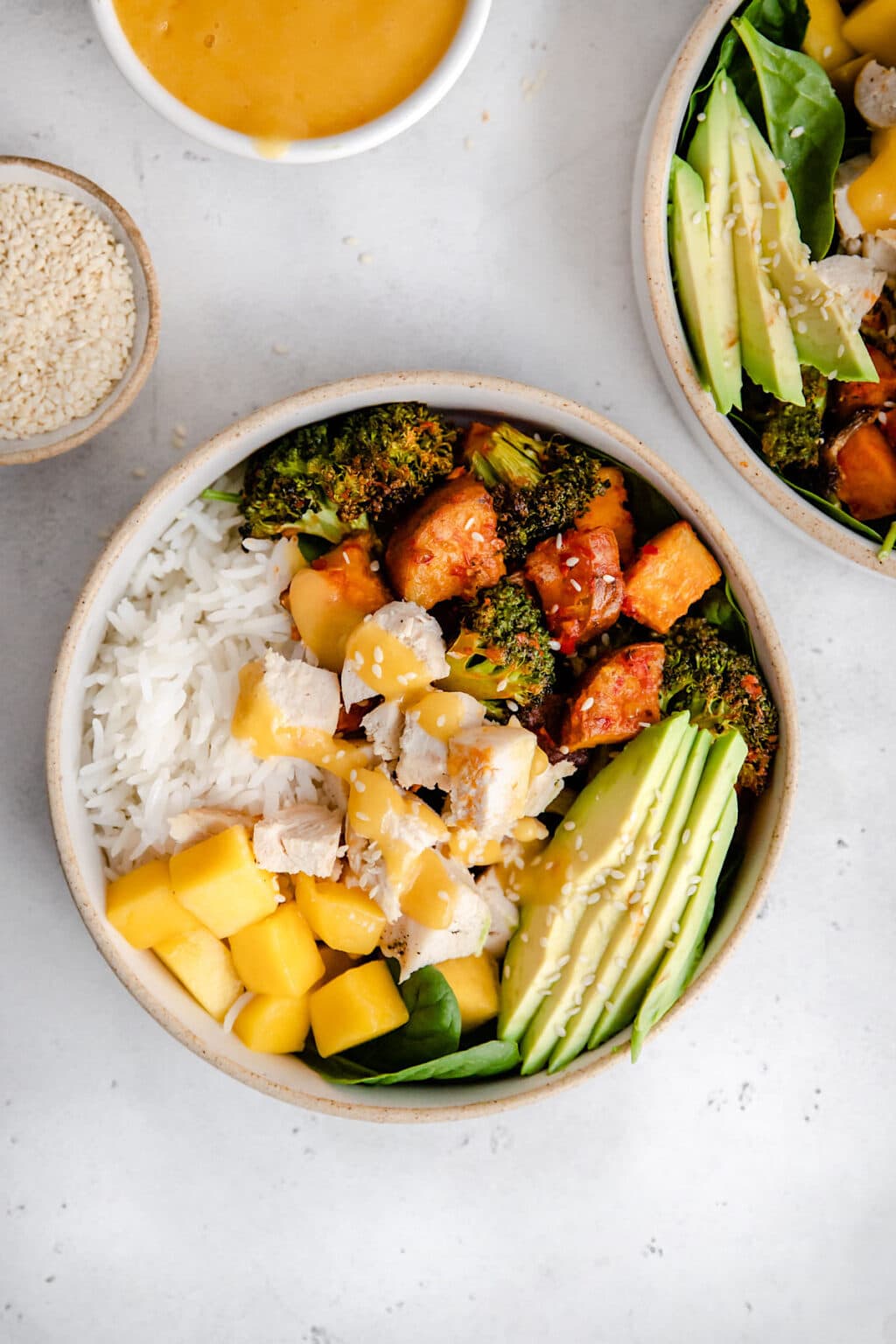 Chicken Buddha Bowl with Spicy Mango Sauce - Lexi's Clean Kitchen