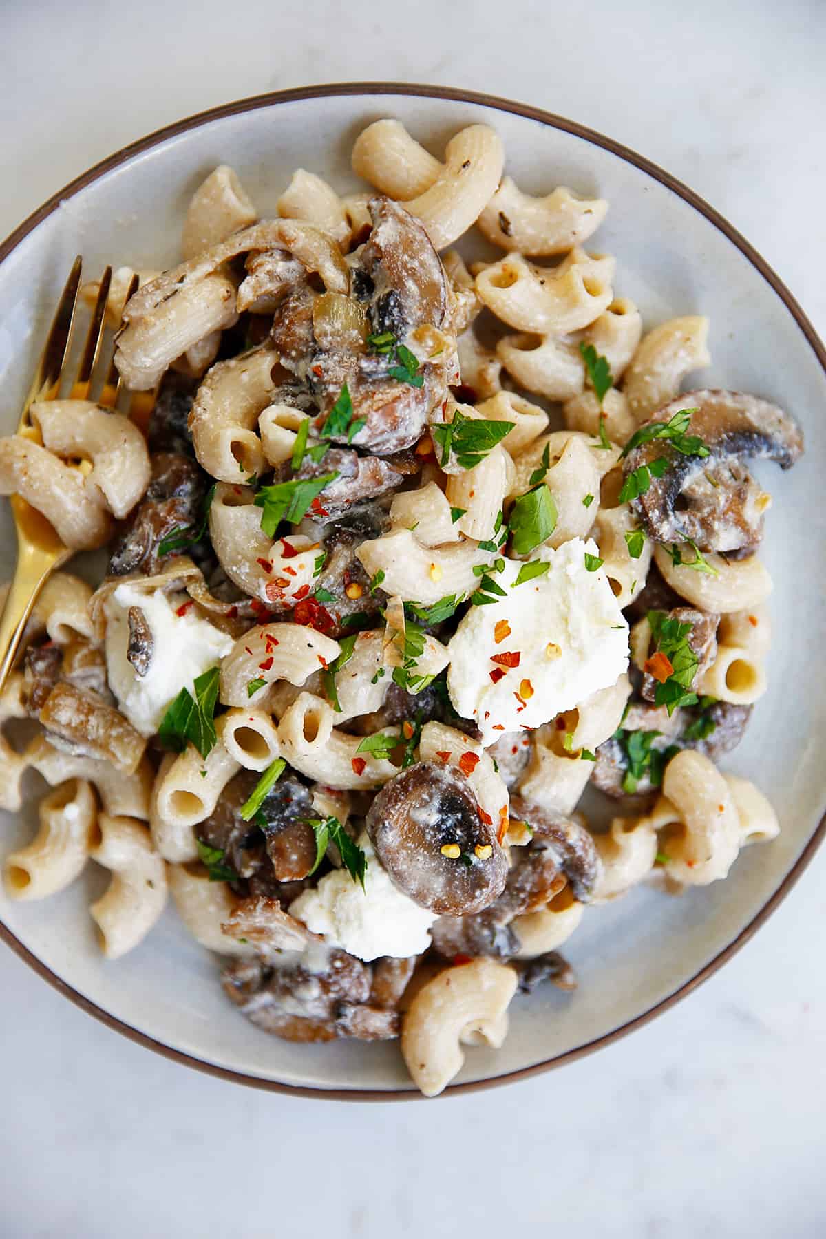 Mushroom Ricotta Pasta on plate