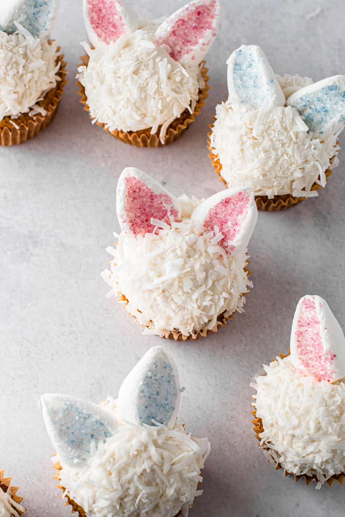 Easter bunny cupcakes.