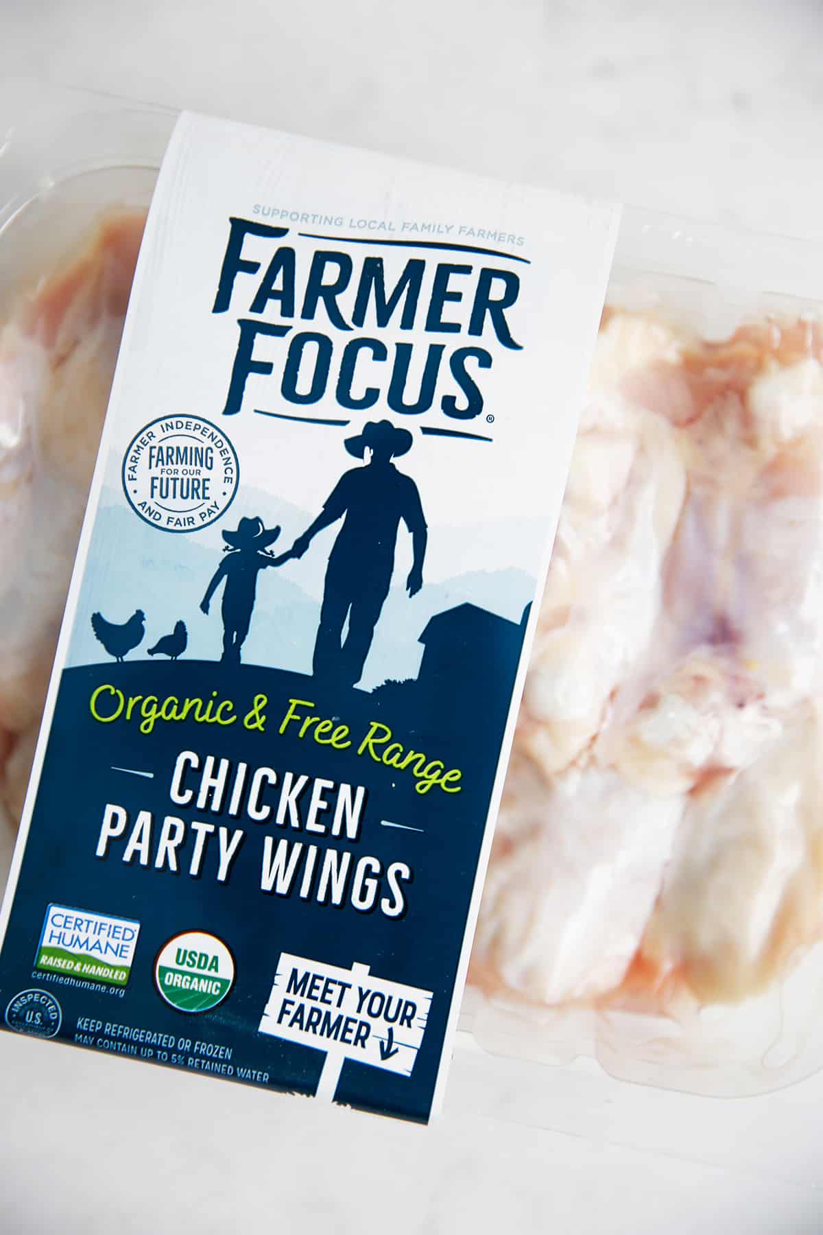 Farmer focus air fryer chicken wing package.