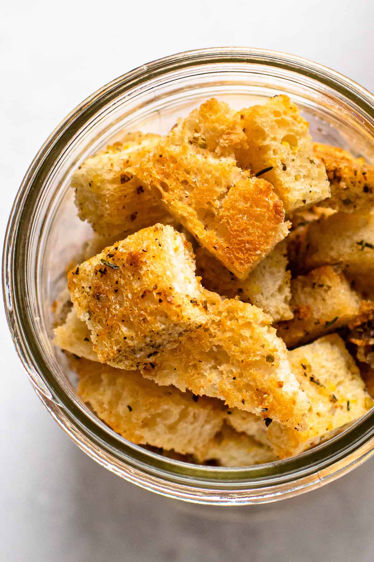 Croutons in a jar.