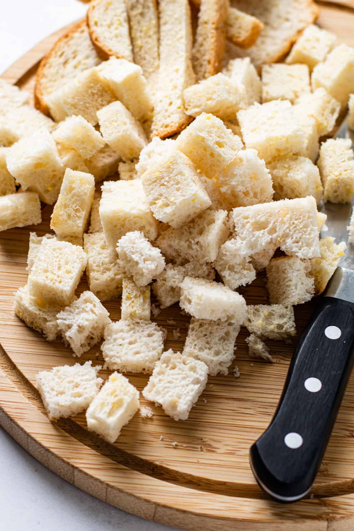 Bread cubes for croutons.