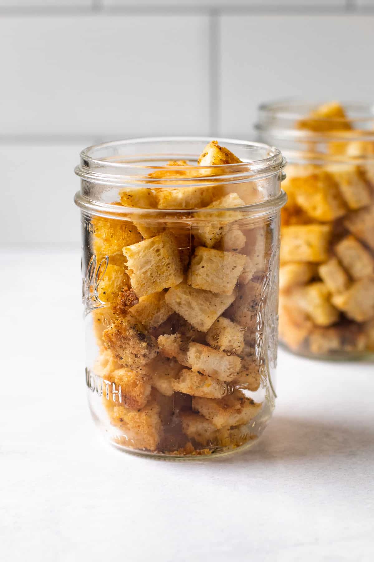 Croutons in a jar.