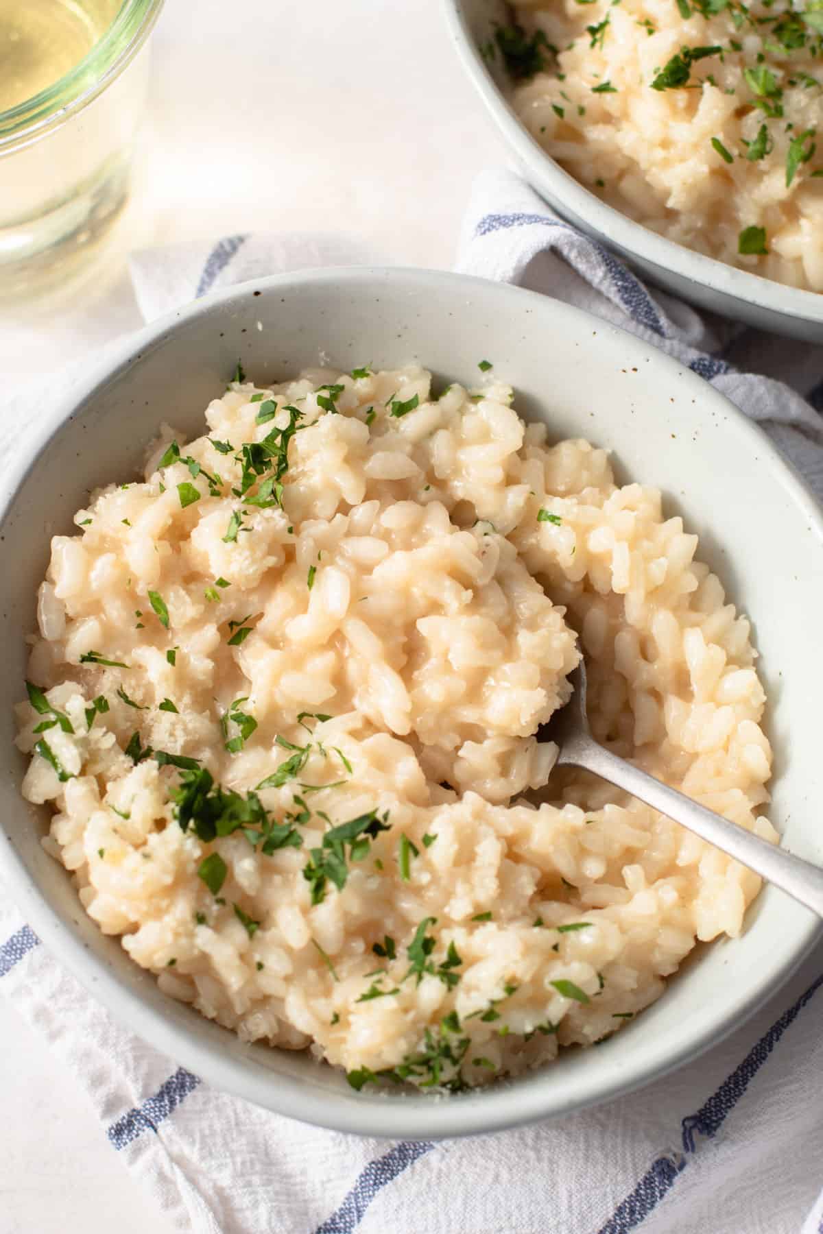 A creamy risotto in a bowl.