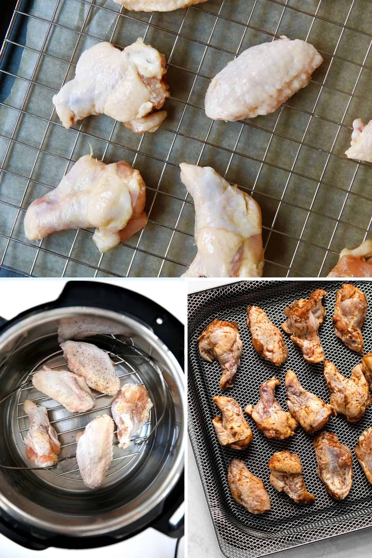 Different methods of cooking chicken wings.