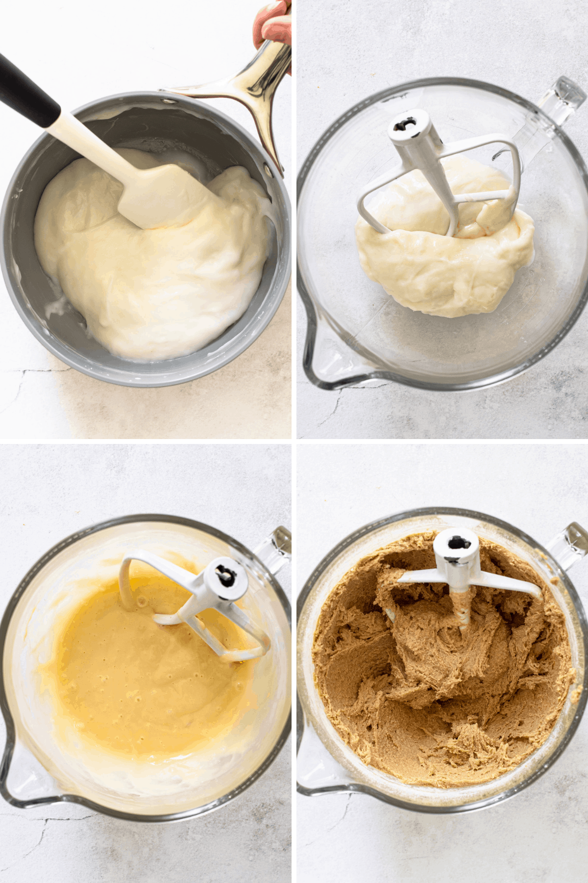 Steps for making an oat flour cinnamon roll.
