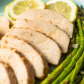 Slices of lemon pepper chicken breast.