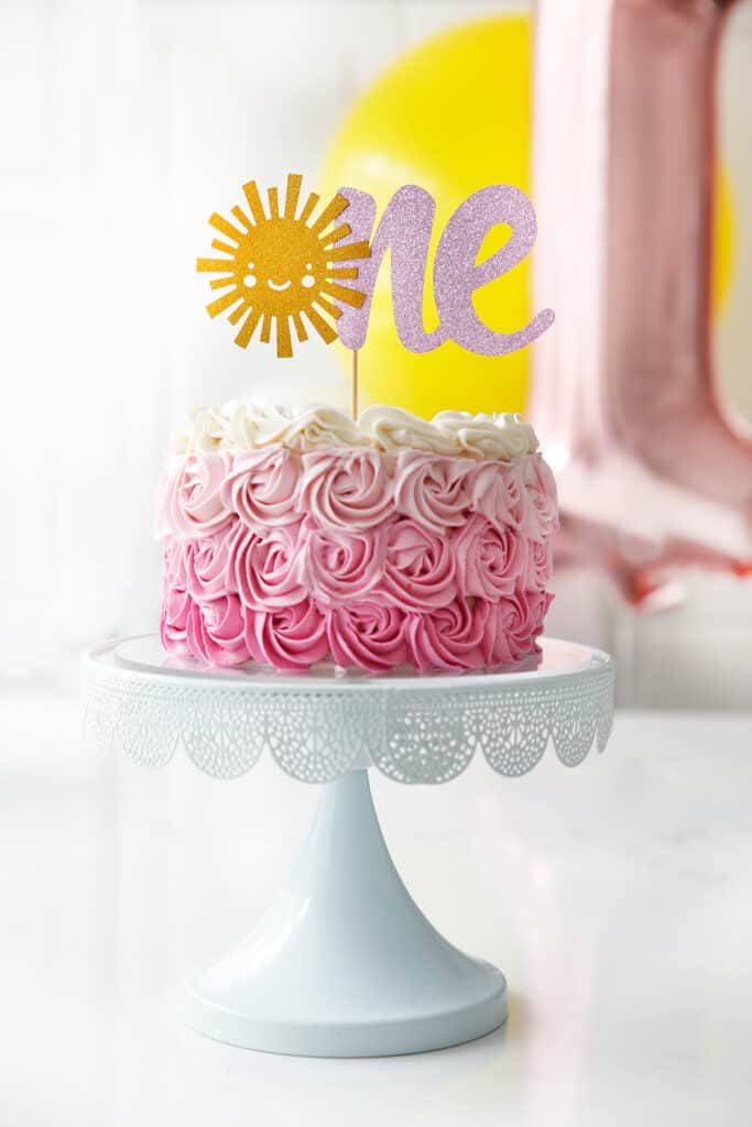 A bright and colorful healthy smash cake.
