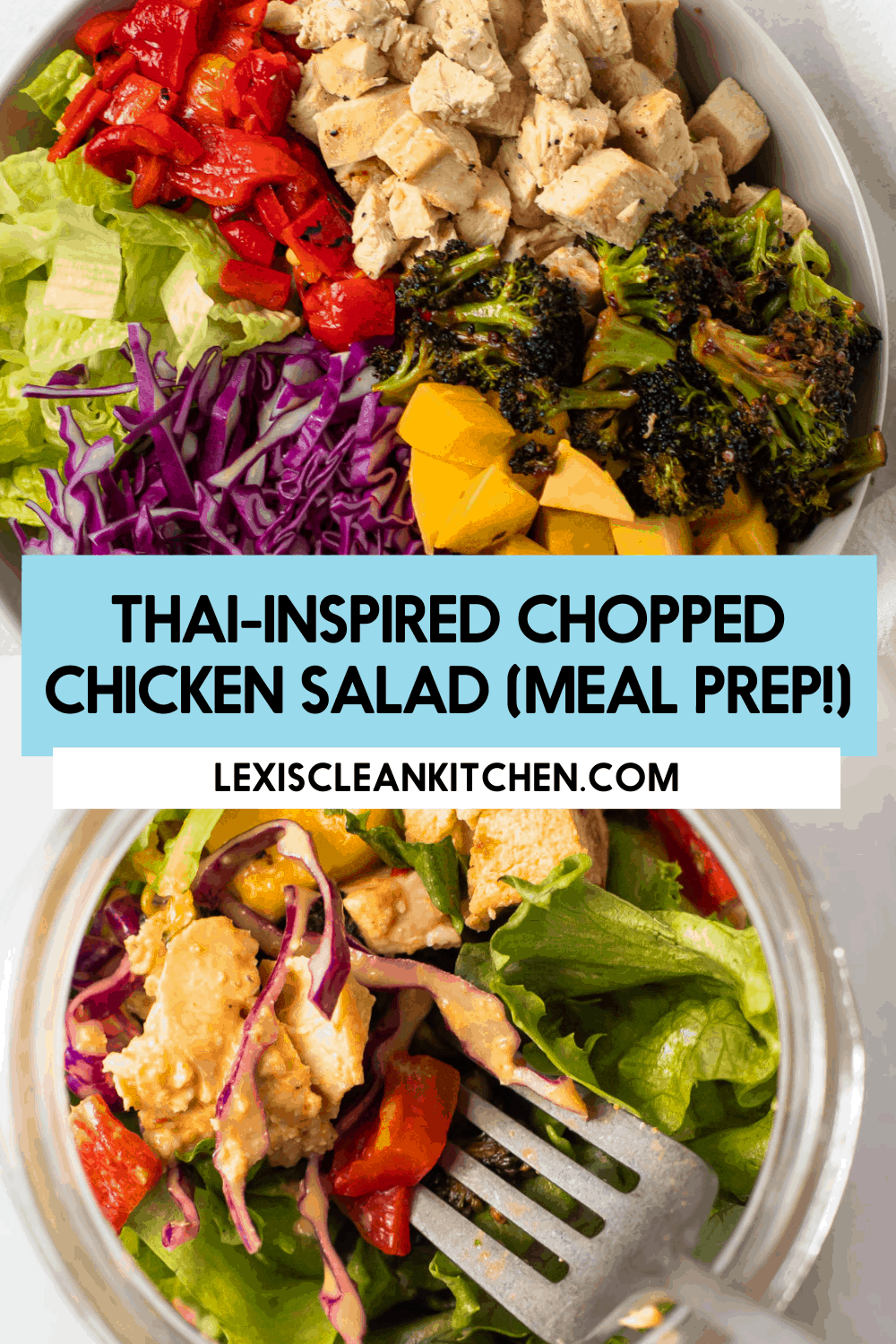 Thai-Inspired Chopped Chicken Salad in Mason Jars - Lexi's Clean Kitchen