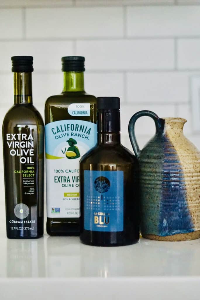 Bottles of olive oil.