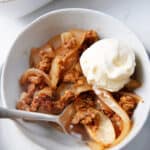 Pear Crisp with a scoop of ice cream