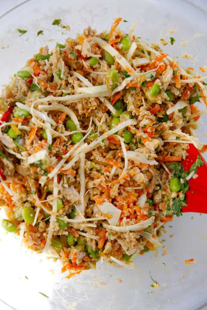 mixed thai chicken salad with quinoa
