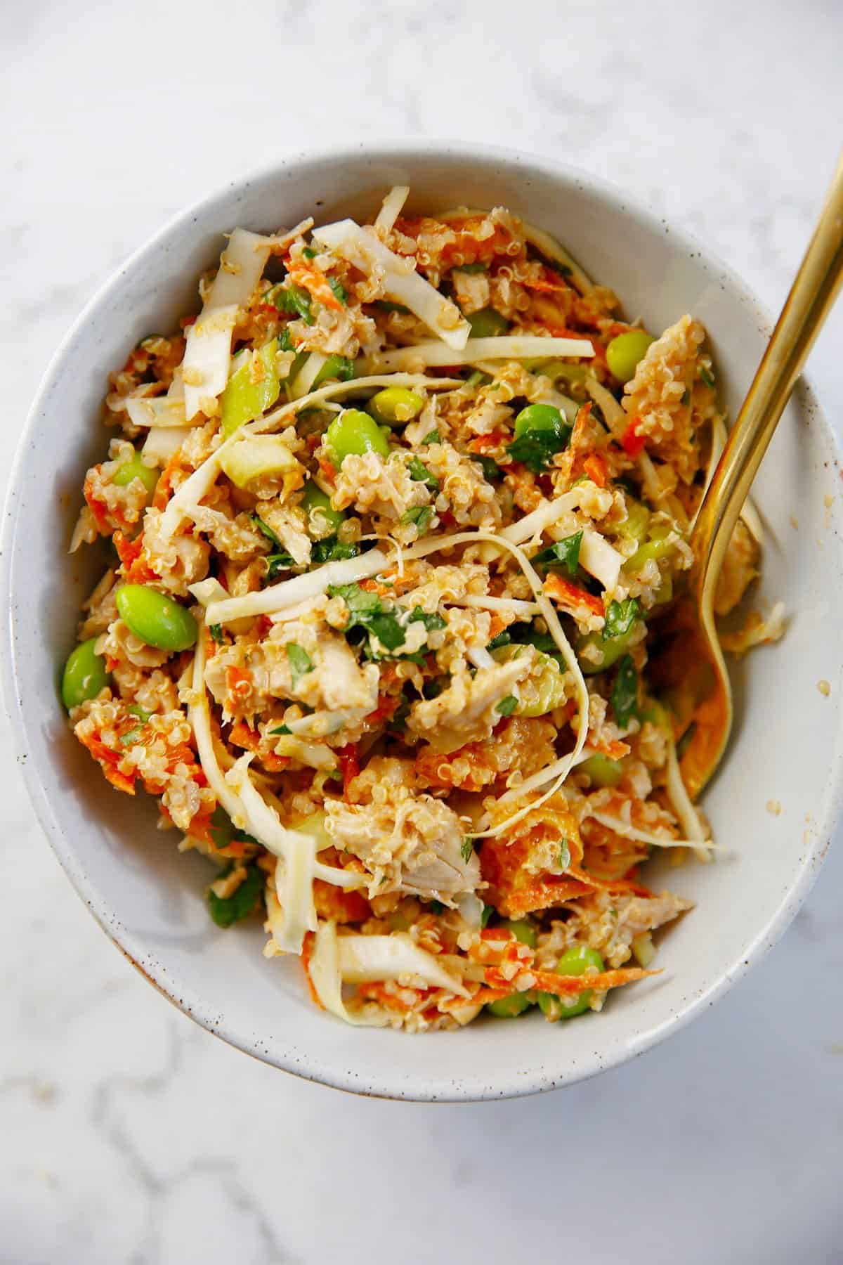 Thai Chicken Quinoa Salad with Thai Peanut Dressing