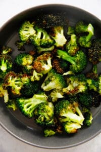 A plate of air fryer broccoli
