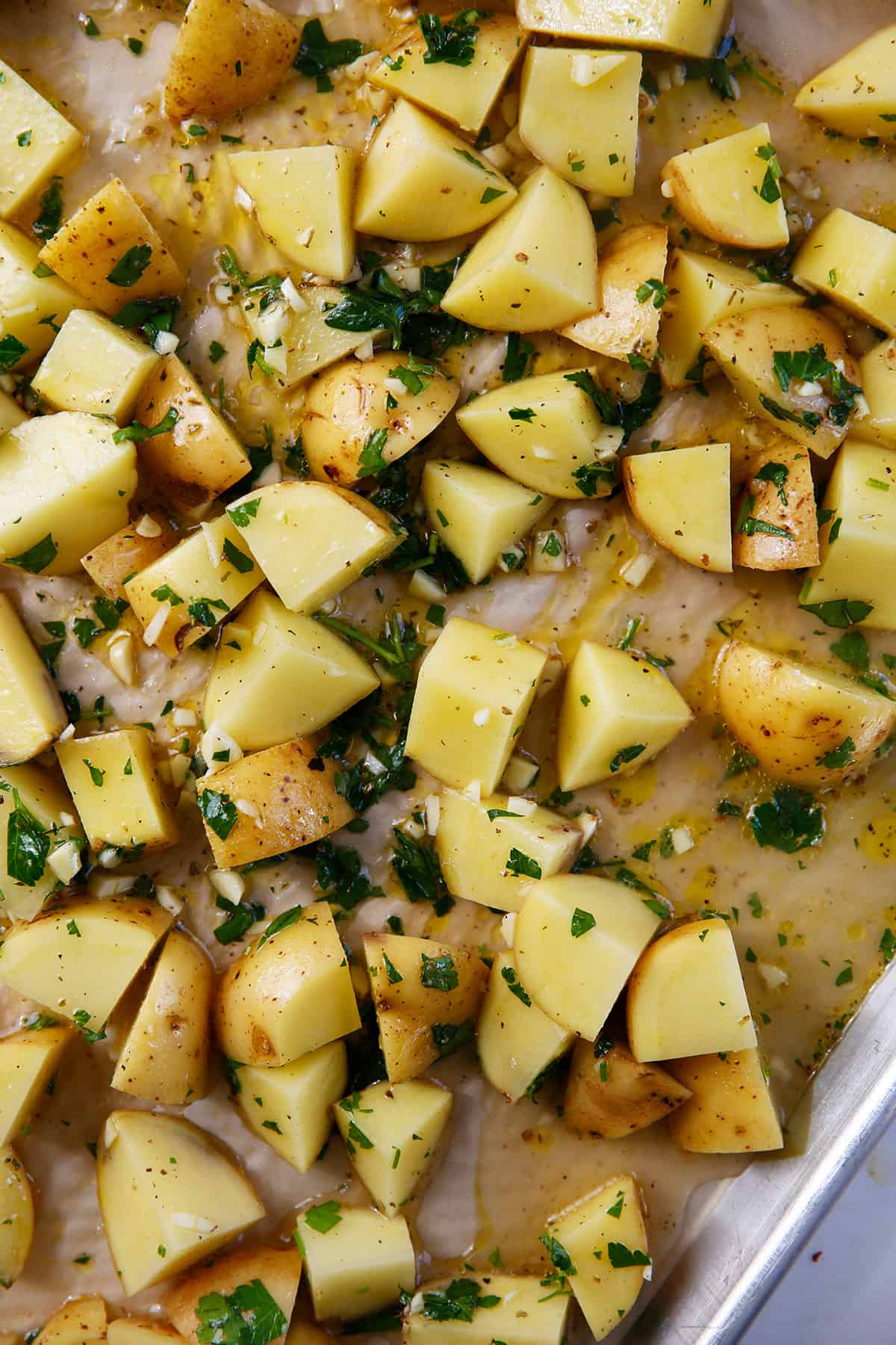 Roasted new potatoes with lemon & herbs recipe
