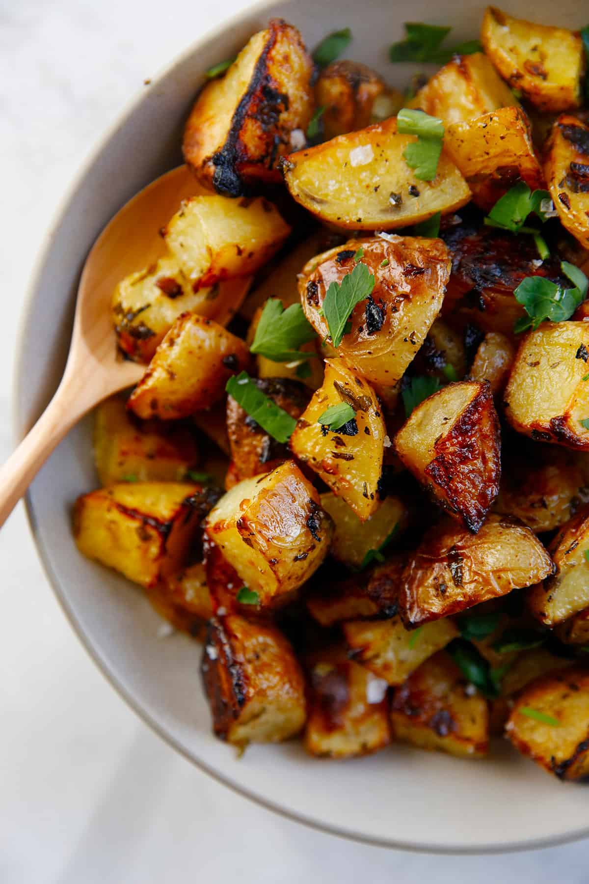 Roasted new potatoes with lemon & herbs recipe