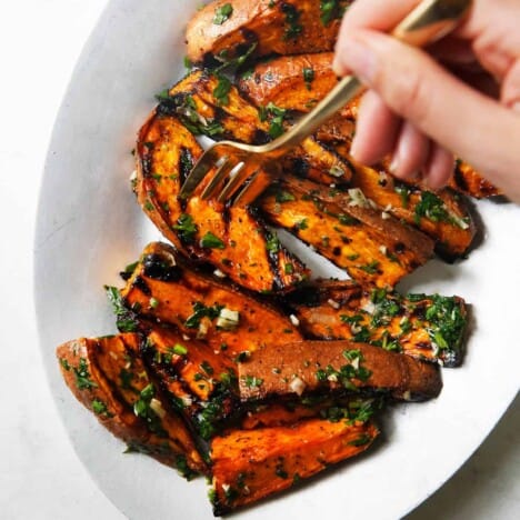 Grilled Sweet Potatoes with Chimichurri