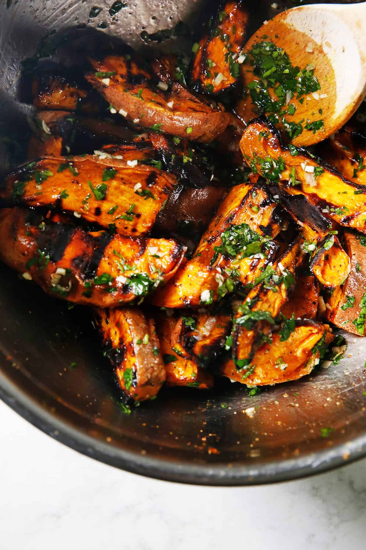 How to Grill Sweet Potatoes with Chimichurri