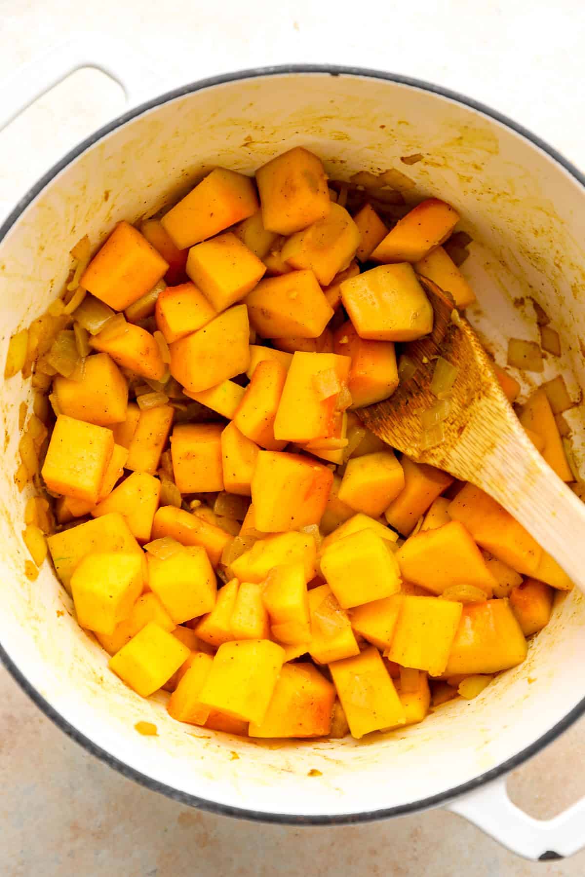 Squash added to the aromatics in your dutch oven.