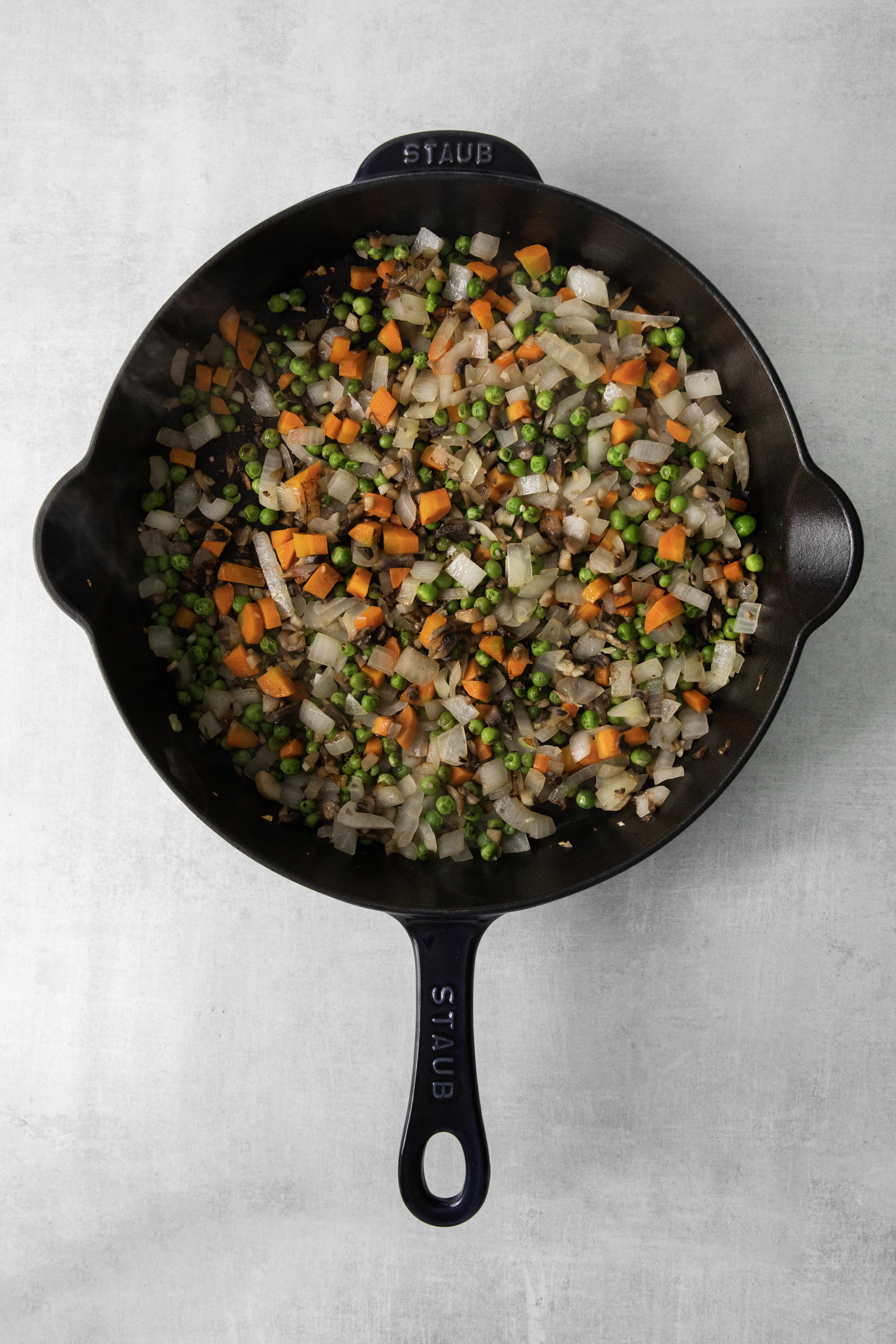 mixed veggies in a skillet.