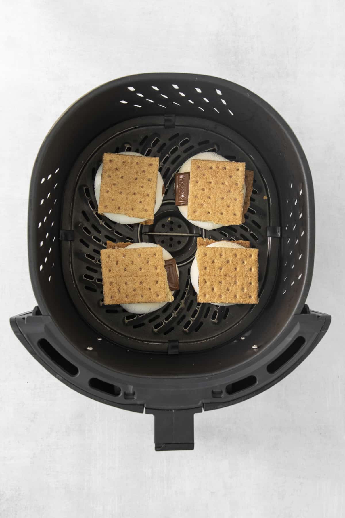 four s'mores in the air fryer.