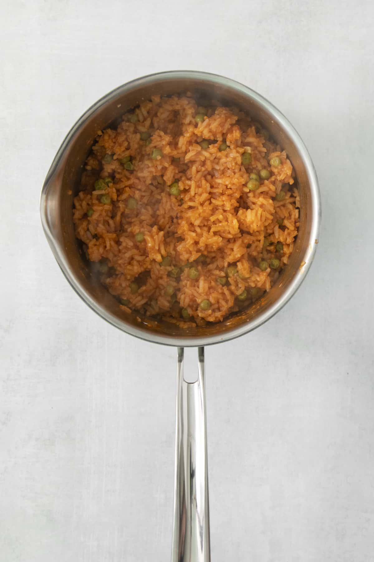 finished Mexican rice in a pan.