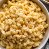 An uplcose picture of Instant Pot Mac and Cheese