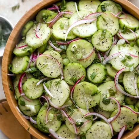 A bowl of sweet cucumber salad.