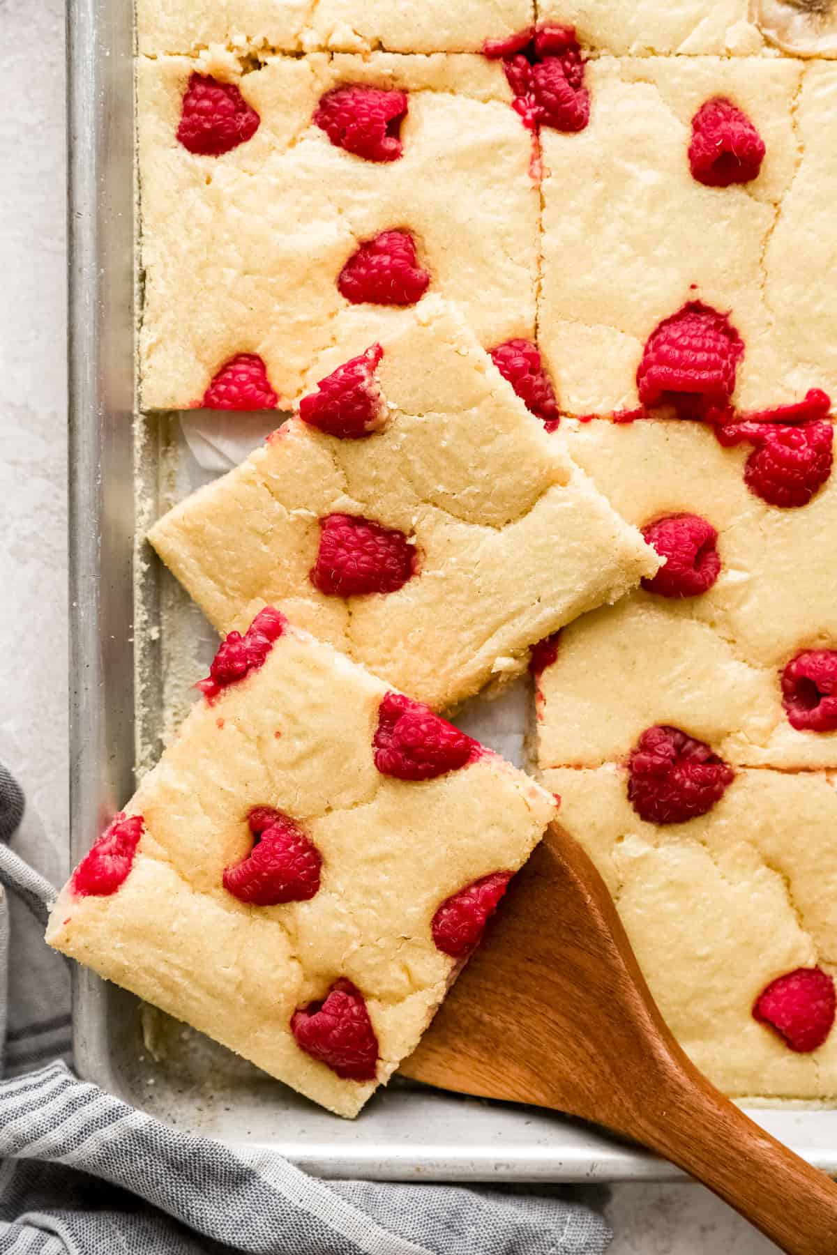 Sheet pan pancakes with raspberries. 