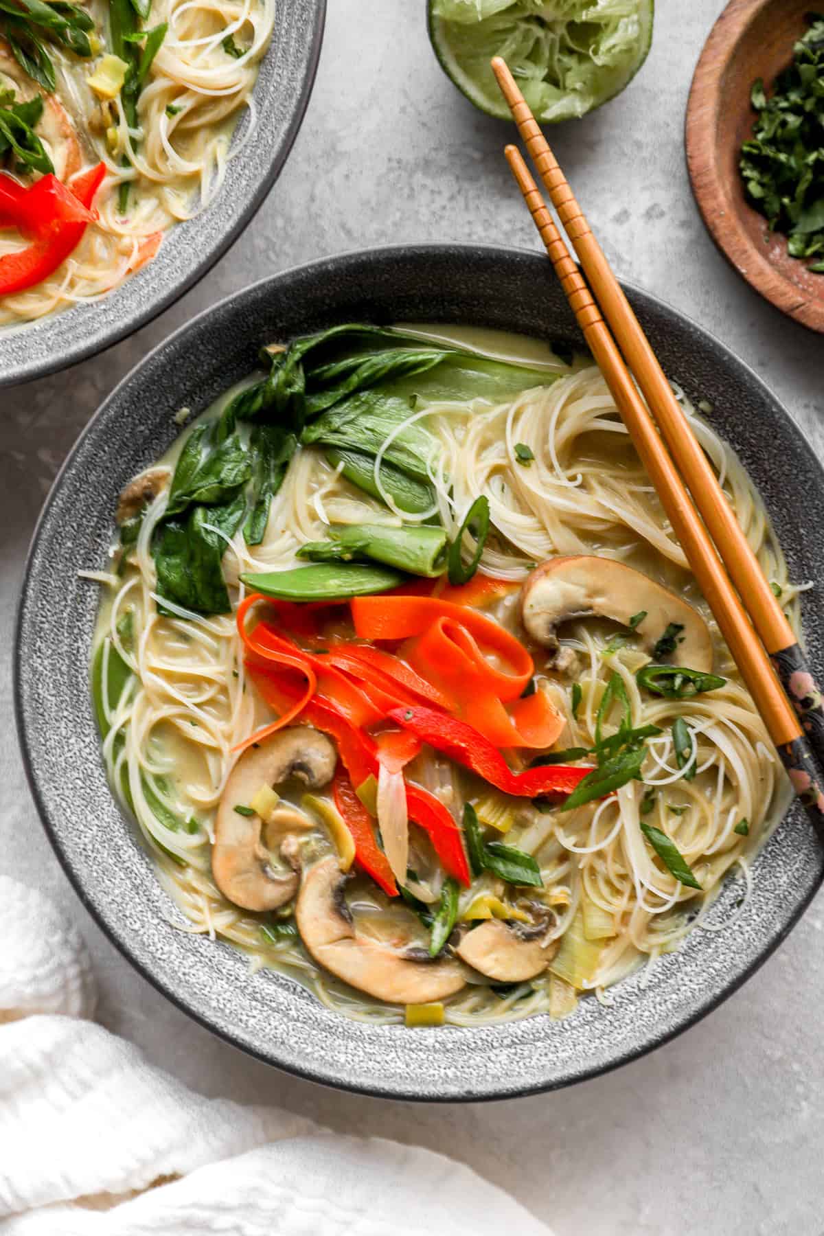 A bowl of coconut curry ramen. 