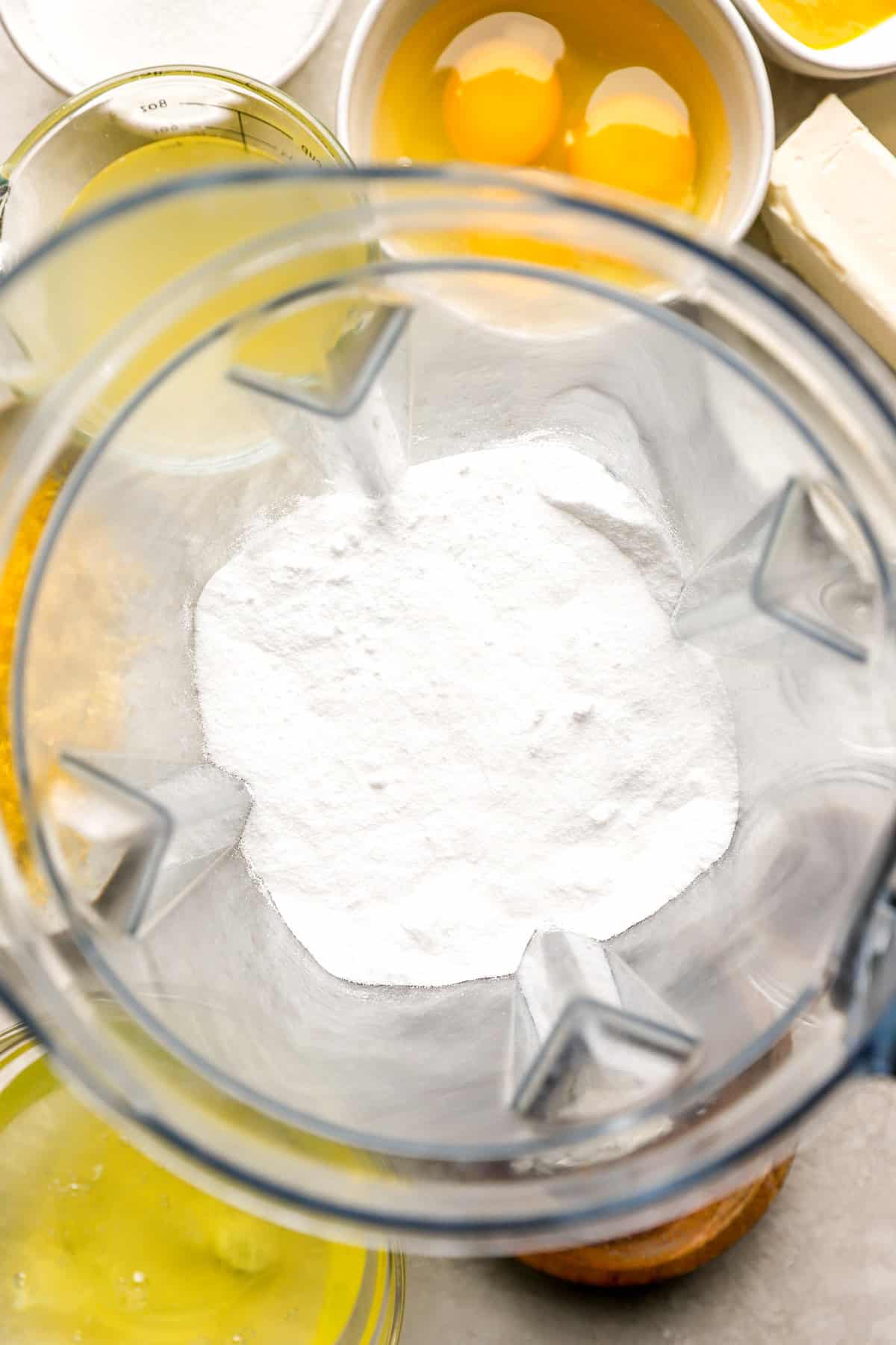 Sugar in a blender.