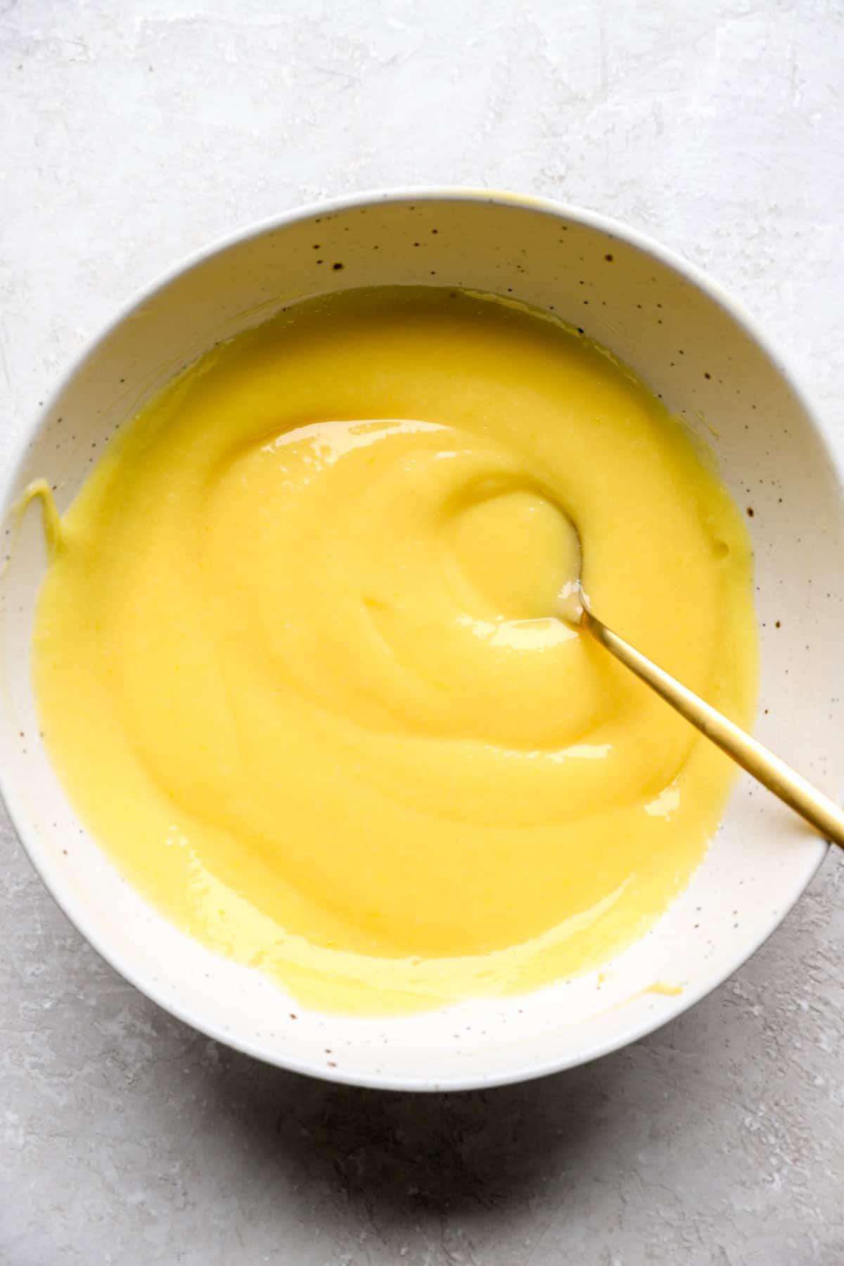 Lemon curd in a bowl.