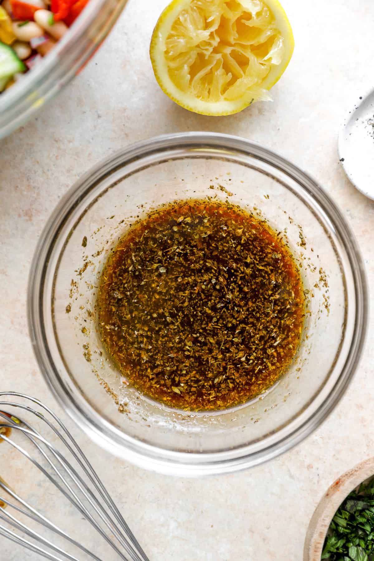 Balsamic dressing in a bowl. 