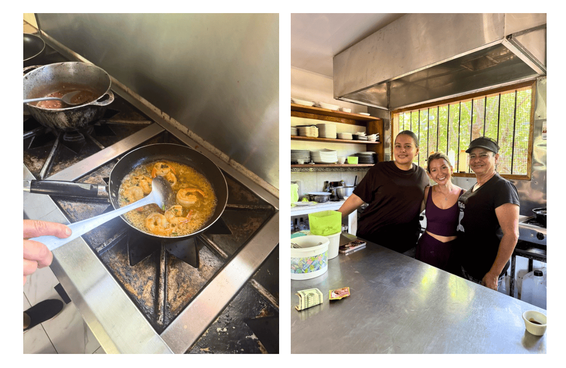 Nosara Costa Rica Cooking Class making the shrimp