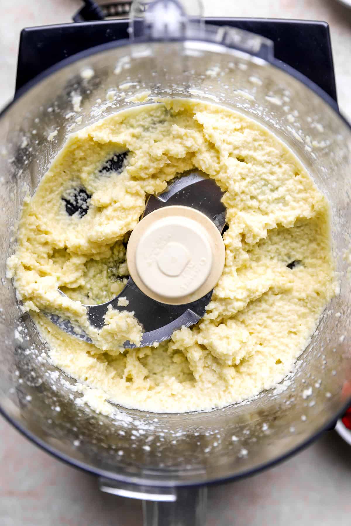 Garlic paste in a food processor.