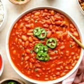 A bowl of Instant Pot pinto beans.