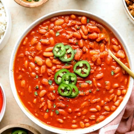 A bowl of Instant Pot pinto beans.